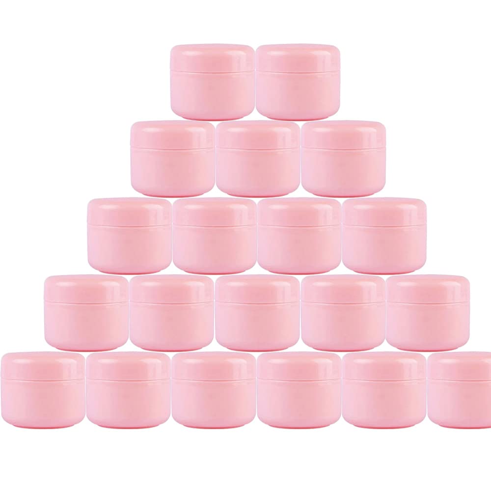 Yellow,Pink 20Ml Small Pink Plastic Jar With Lids Lotion And Cosmetic Container Leak Proof Refillable Empty Travel Storage Jars（Pack Of 30）,