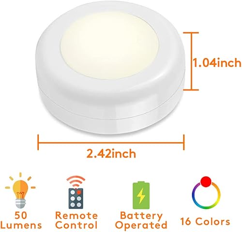 Miniatura 4 de Luces LED de disco de 13 colores con control remoto, iluminación inalámbrica debajo del gabinete, luces alimentadas por batería, luces adhesivas,