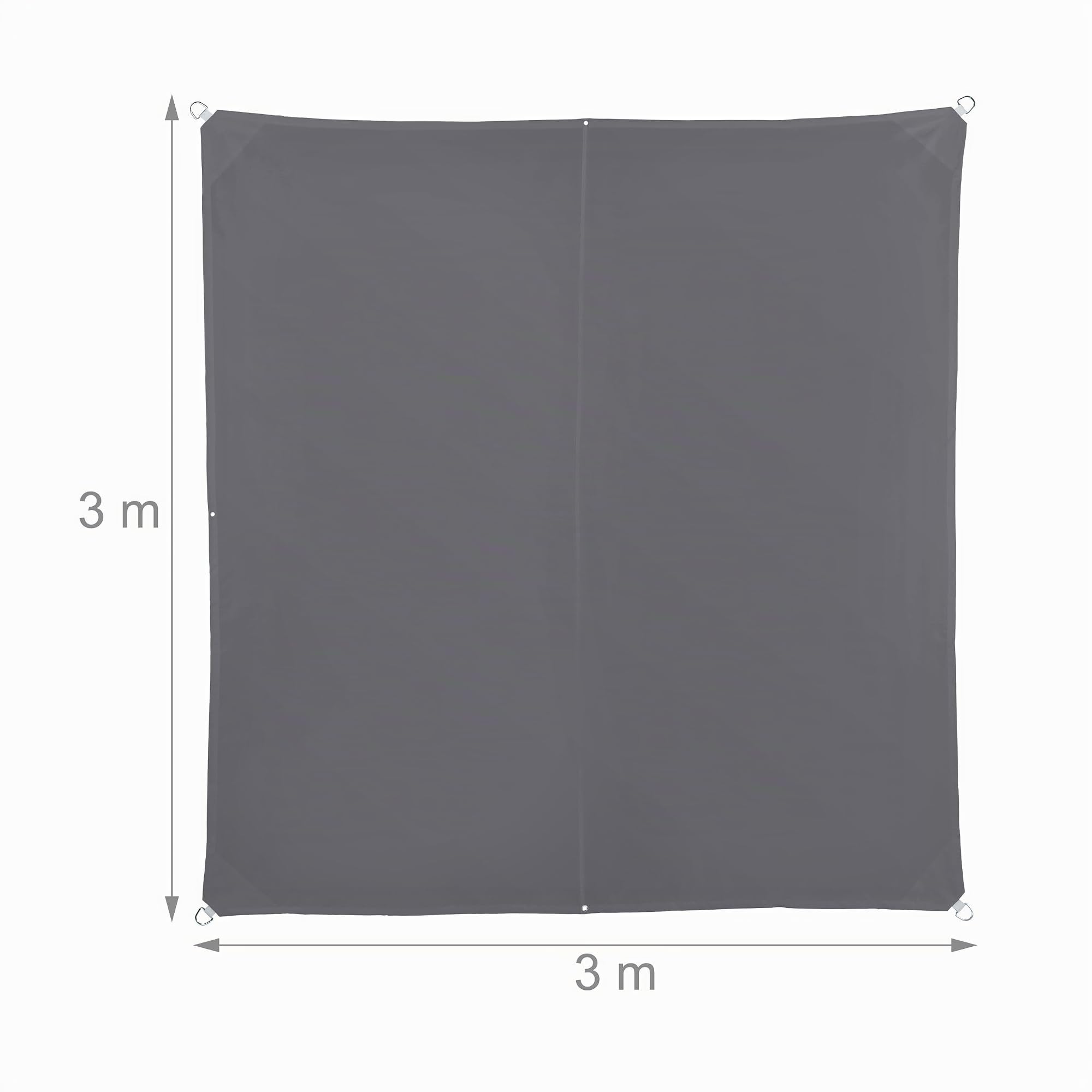 Relaxdays Auvent carré, hydrofuge, protection UV, avec cordes de tension, terrasse, voile de balcon LxP : 3 x 3 m, gris