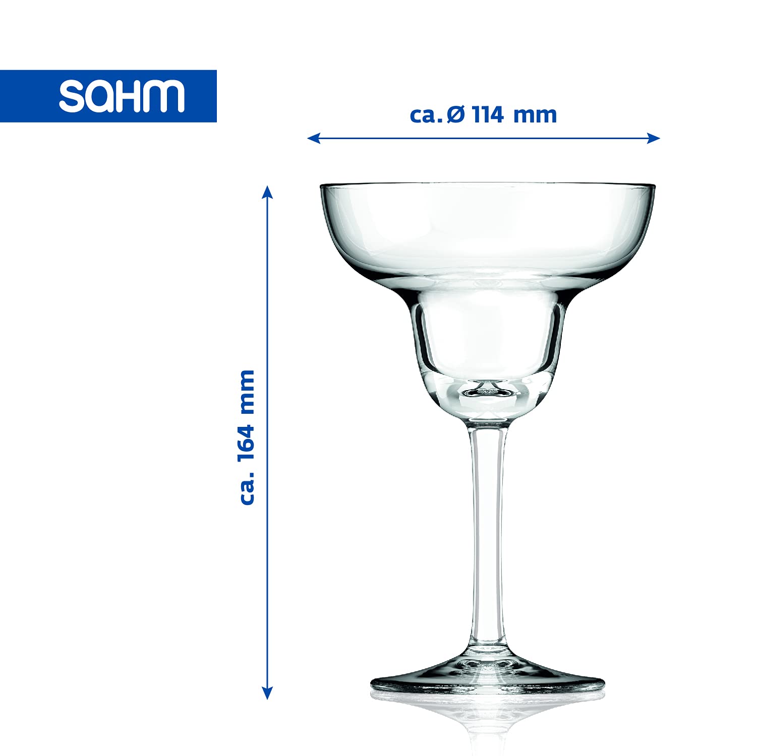 Sahm Margarita Lot de 6 verres à cocktail - 270 ml - Verre Margarita de qualité supérieure - Idéal également comme verre à glace