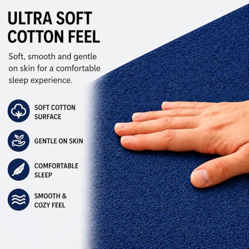 Image of Babylee 100% Waterproof Queen XL 78x60 Inch 6.5x5 Ft Fits Upto 10 Inch Mattress | Premium Terry Cotton Breathable Bed Protector | Mattress Cover for Double Bed | Dark Blue