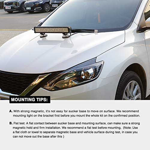 Image of Nilight 2PCS Magnetic Base LED Light Bar Mounting Brackets, Powerful Sucker Holder for Bottom-Mounted Offroad Work Auxiliary Lamps Mounts on Hood A-Pillar