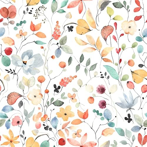SANILA Floral Peel and Stick Wallpaper Mural, Vintage Multicolor Leaves, Removable, Prepasted, 17.71'' X 236.2''