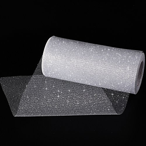 Sparkling Tulle Ribbon Roll Glitter Tulle Spool, 6 Inches By 25 Yards For Christmas Wedding Gift Wrapping Tutu Skirt, Party Decoration #TOP3