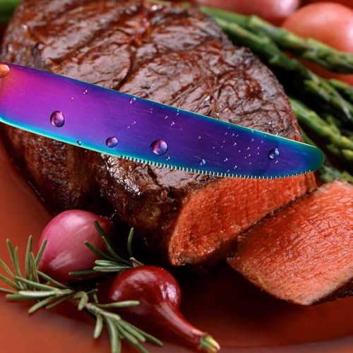 Image of 24-Piece Flatware Set, Stainless Steel Knife Fork Spoon, Home Dinnerware Tableware Set for 6,Stainless Steel Cutlery Set for Home, Kitchen, Restaurant, Utensils (Rainbow)