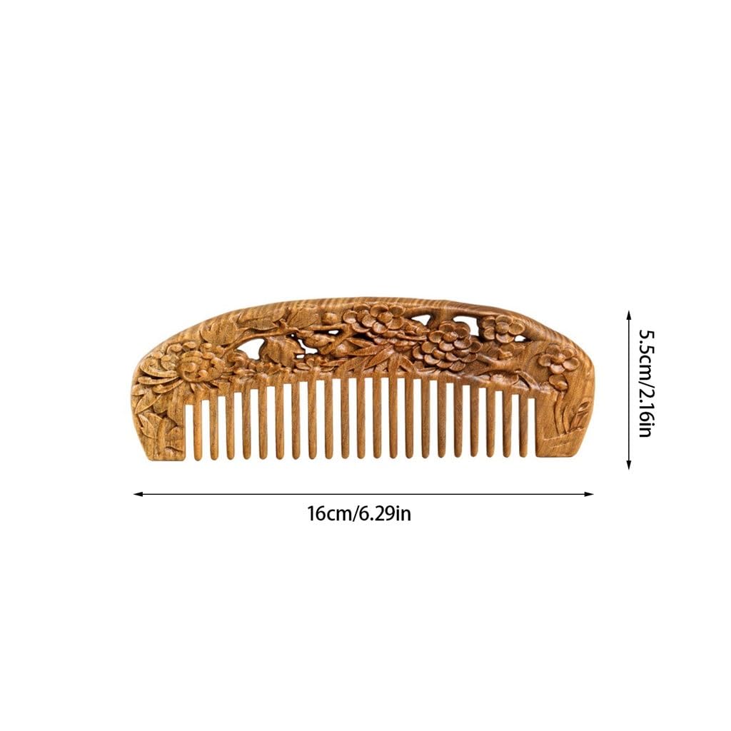 Peruka Grzebień Solid Wood Wide-toothed Comb With Carved Long Hair Comb for Curly Hair Chinese Style Travel Comb, Non-static and Anti-knotting Duże grzebienie do włosów
