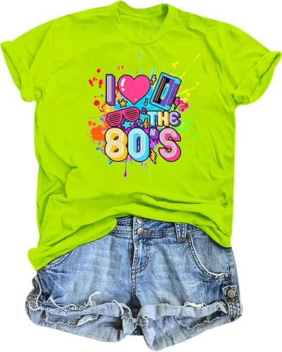 80s Shirts for Women I Love The 80s T Shirts 80's Themed Disco Music Top 1980s Party Graphic Tee Casual Outfit
