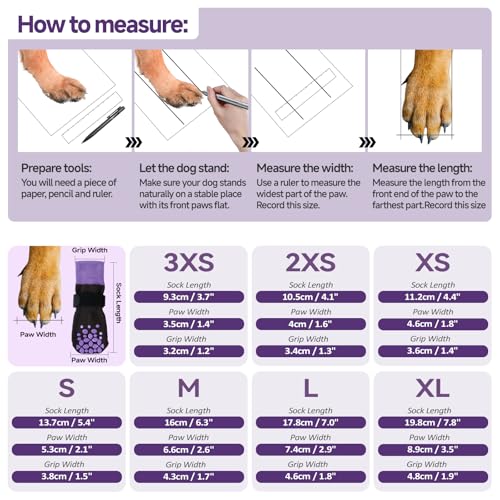 Image of ROZKITCH 2 Pairs Small Dog Socks, Soft Paw Protectors Dog Stop Licking Paws Anti Slip Socks Bandages for Paws Winter Warm Paw Covers to Stop Licking Pomeranian, Miniature Dachshund, Maltese Purple S