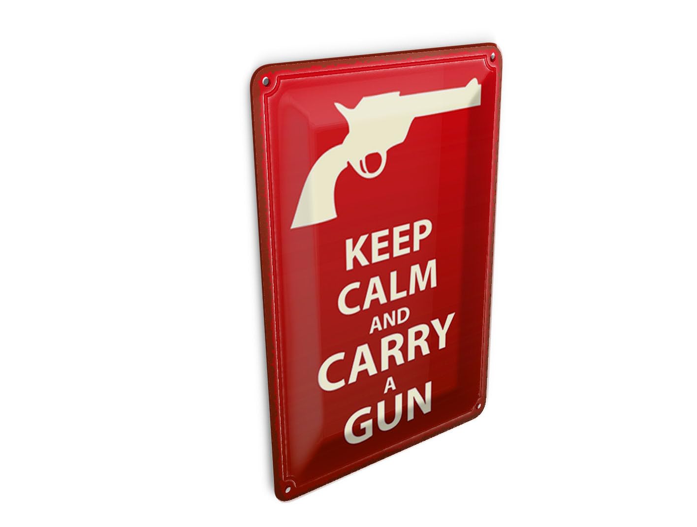 Femer Tin Postcard with Saying 10 x 14 cm Keep Calm and Carry a Gun Metal Decorative Sign