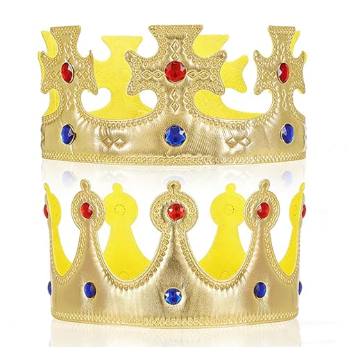 CEEGEWW Birthday Crown King Crown 2 Pieces KingCrown KingQueen Crowns Kids BirthdayCrown Exquisite GemstoneCrown Birthday Party Accessories Props King and Queen Costume Gold Crowns Accessories