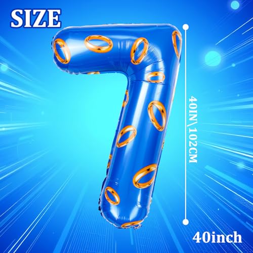 Image of Number 40 Inch Blue and Gold Ring Balloon Birthday Number Decoration Aluminum Film Balloon Suitable for Boys and Girls Blue Theme Party Cartoon Party Decoration Supplies (7)