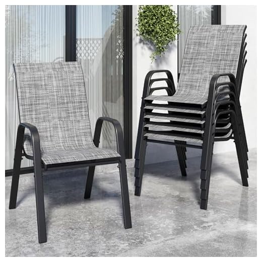 Vimstora Patio Chairs Set of 6, Stackable Outdoor Dining Chairs for All Weather Textilene Fabric & Metal Frame, Outdoor Chairs Set for Backyard Deck Garden