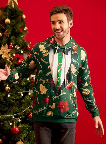 Arvilhill Ugly Xmas Hoodies for Men Pocket Holiday Jumper Adult 3D Graphic Print Sweatshirts Funny XL - Image 4