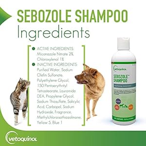 Vetoquinol Sebozole Pet Shampoo with Miconazole Nitrate 2% and Chloroxylenol 1%, 16oz