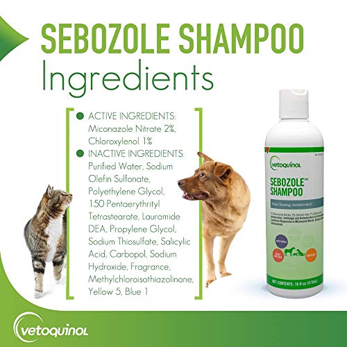 Vetoquinol Sebozole Pet Shampoo with Miconazole Nitrate 2% and Chloroxylenol 1%, 16oz Vetoquinol Sebozole Pet Shampoo with Miconazole Nitrate 2% and Chloroxylenol 1%, 16oz