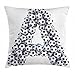 ABAKUHAUS Lettre A Hausse de Coussin, Ballons de Football Réalistes sous Forme d'une Capitale Compétition Ligue Sportif, Lavable pour Utilisation ina et en extérieur, 45 x 45 cm, Blanc