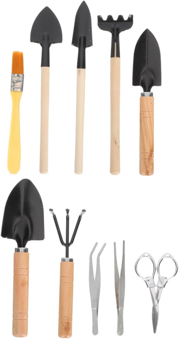 10 Pcs Bonsai Growing Tool Set with Wood and Iron, Compact