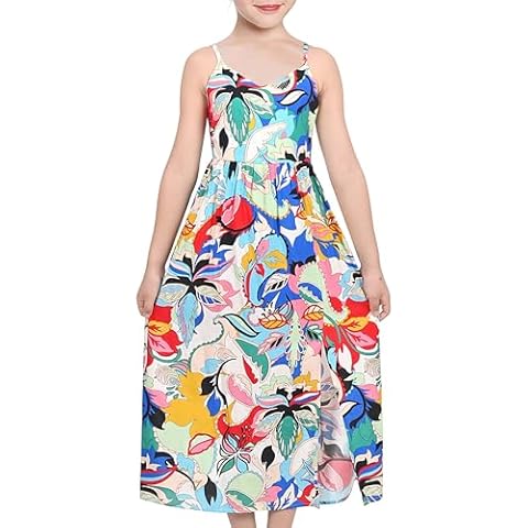 Sunny Fashion Girls Floral High Slit Sundress Cover