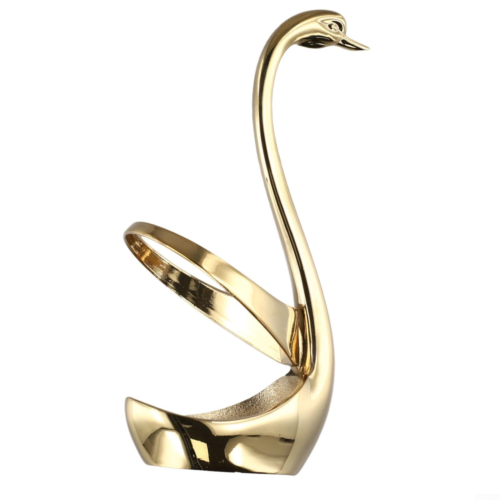 Swan Shaped Stainless Steel Cutlery Holder Kitchen Utensil Organizer Spoon Fork Storage Stand Countertop Display Rack Metal Base (Gold)