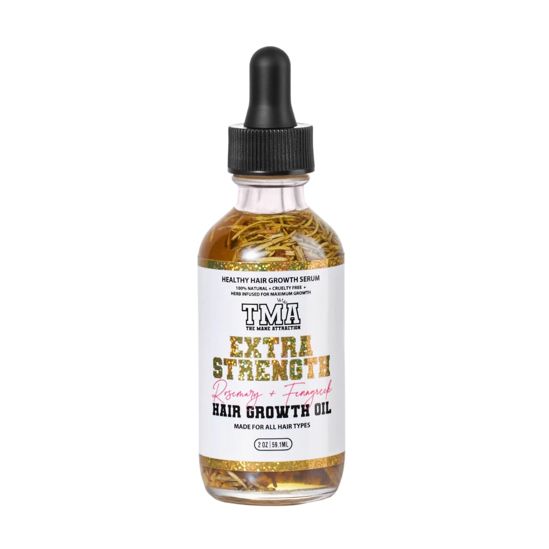 The Mane Attraction Extra Strength Rosemary + Fenugreek Herbal Hair Growth Oil | Infused With Castor Oil for ALL Hair Types Mini, 2oz The Mane Attraction Extra Strength Rosemary + Fenugreek Herbal Hair Growth Oil | Infused With Castor Oil for ALL Hair Types Mini, 2oz
