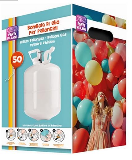 Bombona de helio para globos de 0,42 l (hasta 50 globos de látex de 23 cm no incluidos)