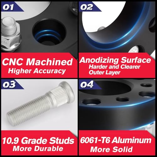 Image of KSP 2 inch 8x6.5 Wheel Spacers for 2013+ Ram 2500 3500, Silverado 1500 2500 3500 HD, 8x165.1 Wheel Adapters with M14x1.5 Studs for GMC Sierra Savanna, 2PCS 50.8mm 8 Lug Spacer 126.15mm Bore