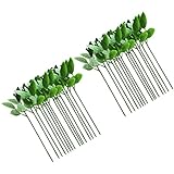 Operitacx 40個 バラの茎 home decor rose ローズ ウェディング ワイヤー 大量の人工バラの葉 人工 工芸花ワイヤー 模擬花の茎 プラスチック、ワイヤー。 Green