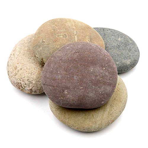 Giant Rocks for Painting â€“ 5 Supersized Craft Rock Painting Stones, 4.5â€ â€“ 6â€ inch Smooth and Flat, Non-Porous Painting Rocks, 100% Natural Multi-Colored River Rocks for Mandala and Kindness Stones