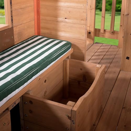 Backyard Discovery Scenic Heights Elevated Cedar Wooden Kids Playhouse with Play Kitchen, Wrap-Around Deck, Toy Storage Bench, Saloon-Style Doors, Ladder, Stairs, and Growth Chart for Outdoor Play - image 4