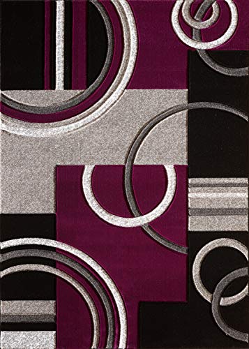 GLORY RUGS Area Rug Modern 8x10 Purple Soft Hand Carved Contemporary Floor Carpet with Premium Fluffy Texture for Indoor Living Dining Room and Bedroom Area