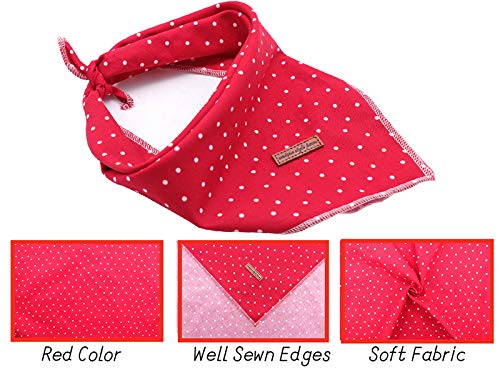 Unique style paws 1PCS Hundebandanas Waschbarer Baumwollquadrat-Latz, Verstellbarer Hundetuch für kleine mittelgroße Hunde und Katzen roter Punkt