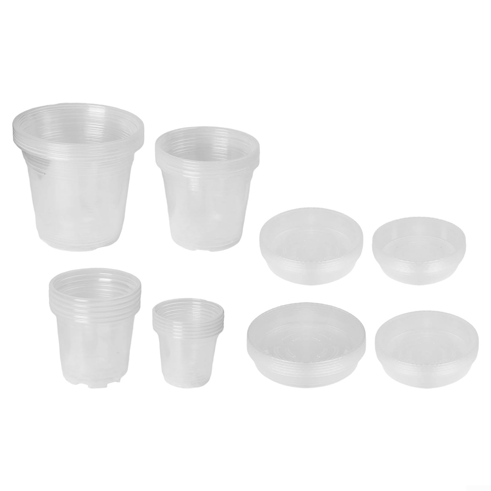 20 sztuk przezroczystych doniczek do pokoju dziecięcego z otworami drenażowymi i spodkami – przezroczyste plastikowe doniczki na storczyki, sukulenty, zioła, rozmiary 10,5 cm