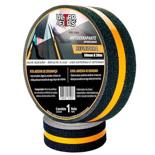 Fita Adesiva Antiderrapante Refletora 30 Metros Piso Escada Rampa Externo