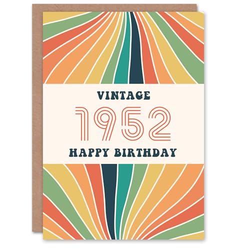 Artery8 Vintage Retro Him Her Rainbow Born 1952 Aged 73 Years Old 73rd Birthday Card Mum Dad Gran Grandad