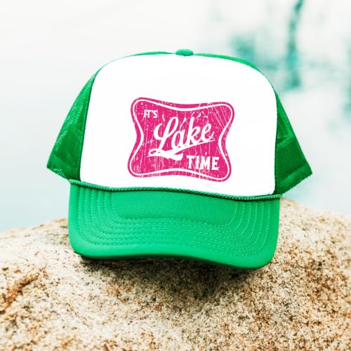 Image of It's Lake Time Summer Classic 5 Panel Foam Front Mesh Snap Back Trucker Hat