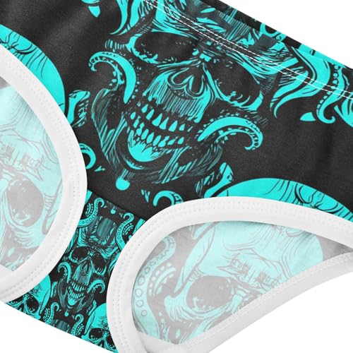 Skulls Octopus Black Turquoise Toddler Girls's Underwear 2T 202c13604