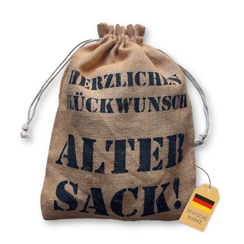 Lustiger Jute Geschenkbeutel „Herzlichen Glückwunsch Alter Sack“ – witzige Geschenkverpackung Männer – Nachhaltiger Geschenksack Geburtstag 30 40 50 60 – Geschenkidee Jubiläum Ruhestand Lustiger Jute Geschenkbeutel „Herzlichen Glückwunsch Alter Sack“ – witzige Geschenkverpackung Männer – Nachhaltiger Geschenksack Geburtstag 30 40 50 60 – Geschenkidee Jubiläum Ruhestand