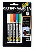 Strichstärke: 1 - 2 mm folia 390509 - Kreidemarker 5er Set, 5 Farben sortiert, Strichstärke ca. 1 - 2 mm, deckende Flüssigkreide auf Wasserbasis