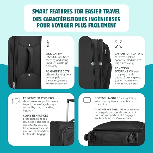 ATLANTIC Artisan III Large Checked Luggage — Expandable, Lightweight, Water-Resistant Suitcase with 8 Spinner Wheels and Lockable Zipper Puller Heads — Black, 28-inch image 8