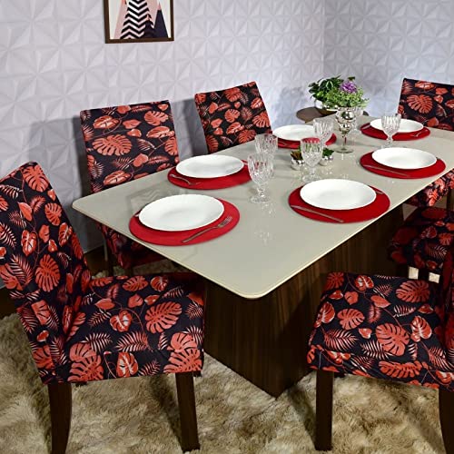 Kit 8 Souplat Redondo De Mesa Jantar Vermelho Premium