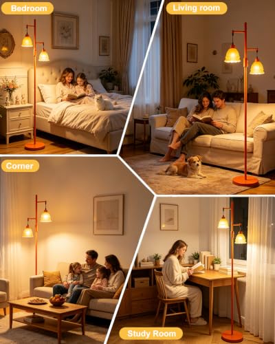 Image of Lightdot Globe Floor Lamp with LED Bulbs Included, Dimmable Floor Lamps,Unique Modern Standing Tall Lamp for Bedroom Living Room /Sofa Beside /Corner Decor-Gold