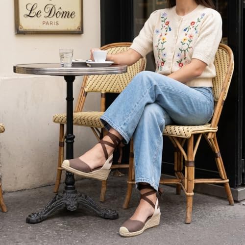 Sandales espadrilles compensées bout fermé avec plateforme stable et confortable