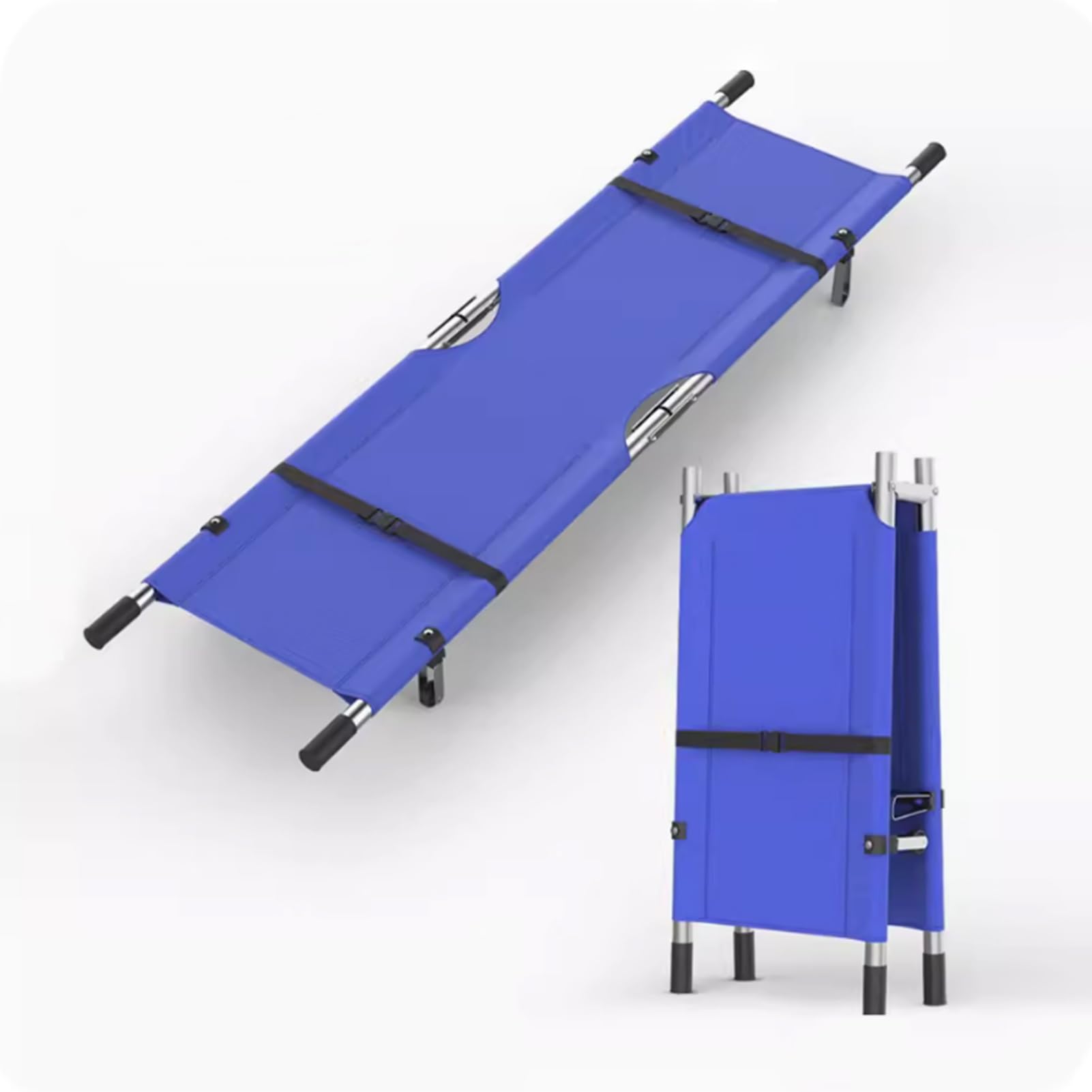 Civière pliante portable en alliage d'aluminium, brancard de sauvetage à 2 roues, capacité de charge de 175 kg, tissu Oxford, pour transport médical, pour hôpital, clinique, maison, ambulanc