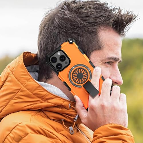 Coque iPhone 16 Pro Max antichoc orange avec support métal intégré et MagSafe