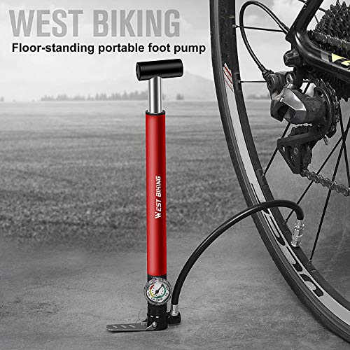 Bomba de bicicleta, Romacci Bomba de bicicleta portátil de liga de alumínio Tubo de pneu Mini bomba