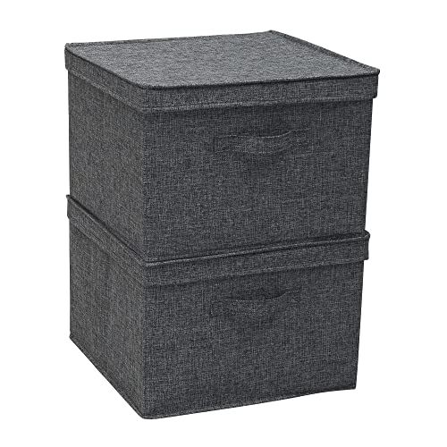 Household Essentials Square Fabric Storage Bins With Lids, Graphite, Set Of 2 #TOP3