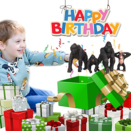 Gemini & Genius King Kong Toys, Safari Animal Toys Gorilla Family Figurines, Wildlife World Action Figure, Backyards Garden Flowerpot Room Decoration, Cup Cake Toppers For Ages 3 Years Old & Up Kids #TOP6