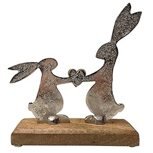 Modern easter bunny figurine in silverhandmade from mango wood metal elegant table window accent for spring stylish gift for easter home decor 4 x 8 x 2 inches  urban country home decor