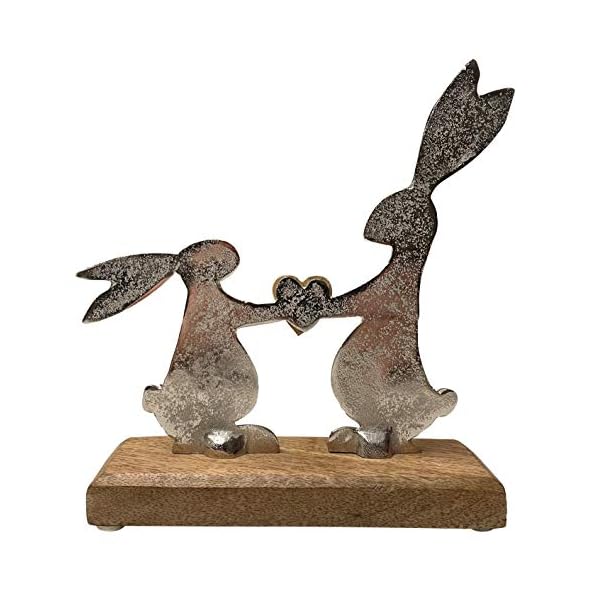 Modern easter bunny figurine in silverhandmade from mango wood metal elegant table window accent for spring stylish gift for easter home decor 4 x 8 x 2 inches  urban country home decor