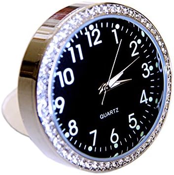 superzubehoer AT62 Quartz Car Clock Analog Cockpit Dashboard Diamond Black